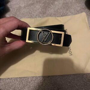 Louis Vuitton Black Belt with Gold Buckle